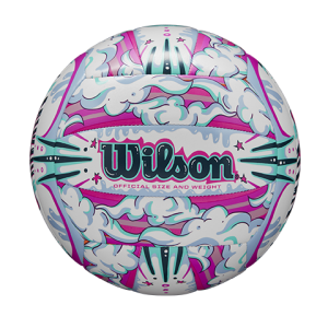 Balón de Voleibol Wilson Graffiti Peace (NO.5) (BLANCO Y MORADO)